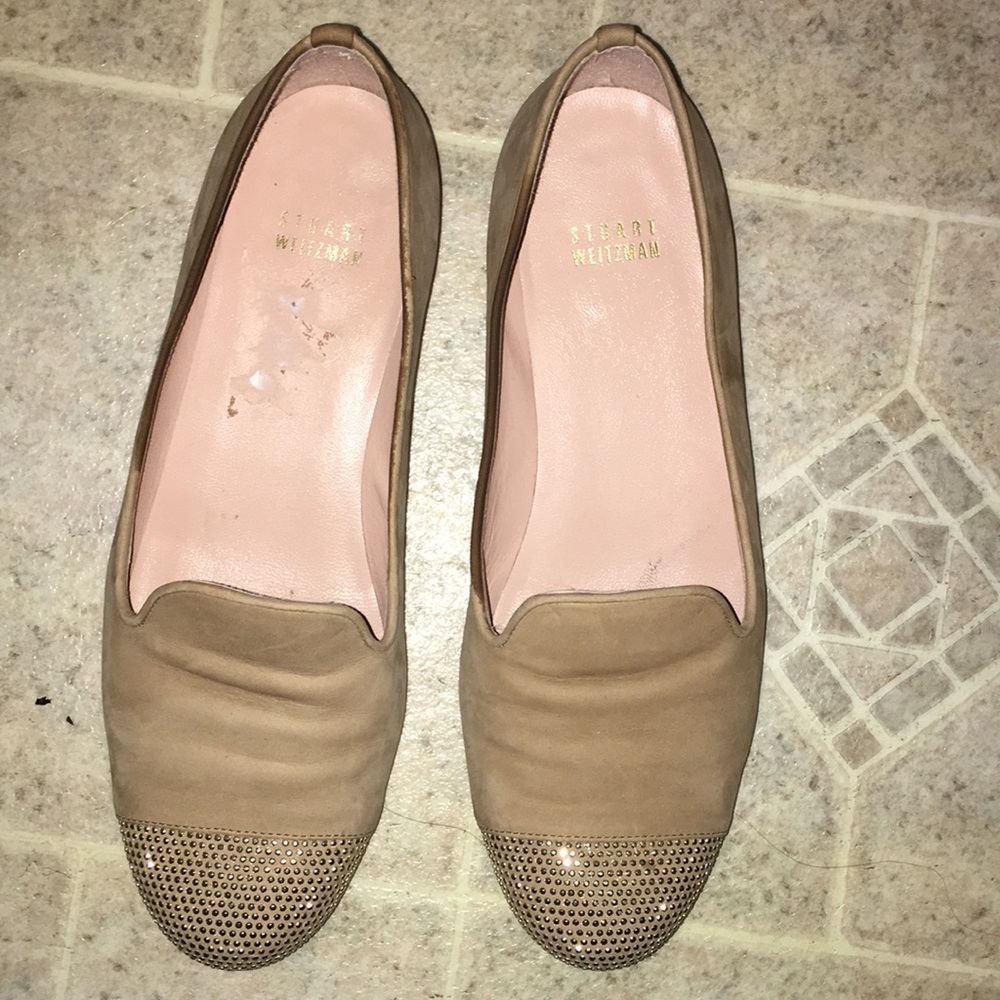 Stuart Weitzman Tan Std Cap Toe Real Suede Flats - image 3
